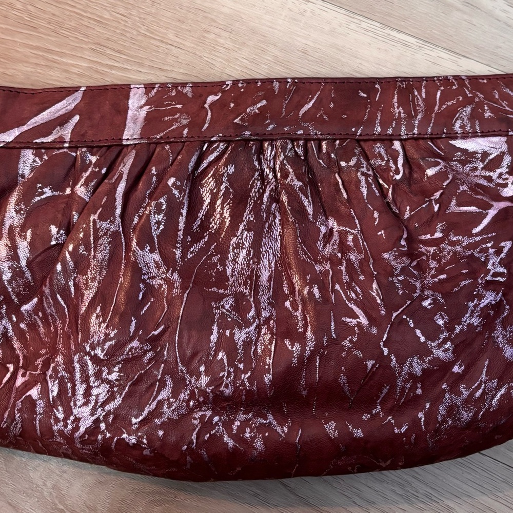 Charles David  Maroon and Pink Textured Clutch